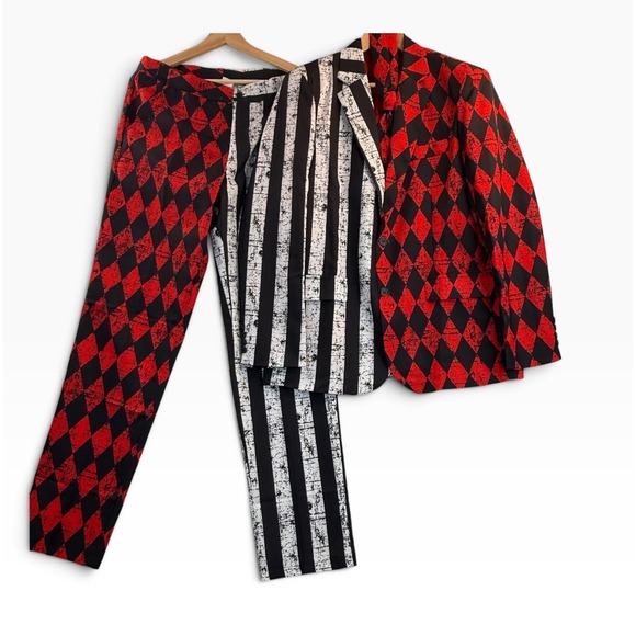 Spirit Halloween Other - Spirit Halloween Twisted Circus Suit M Red Black White Harlequin 3 pieces